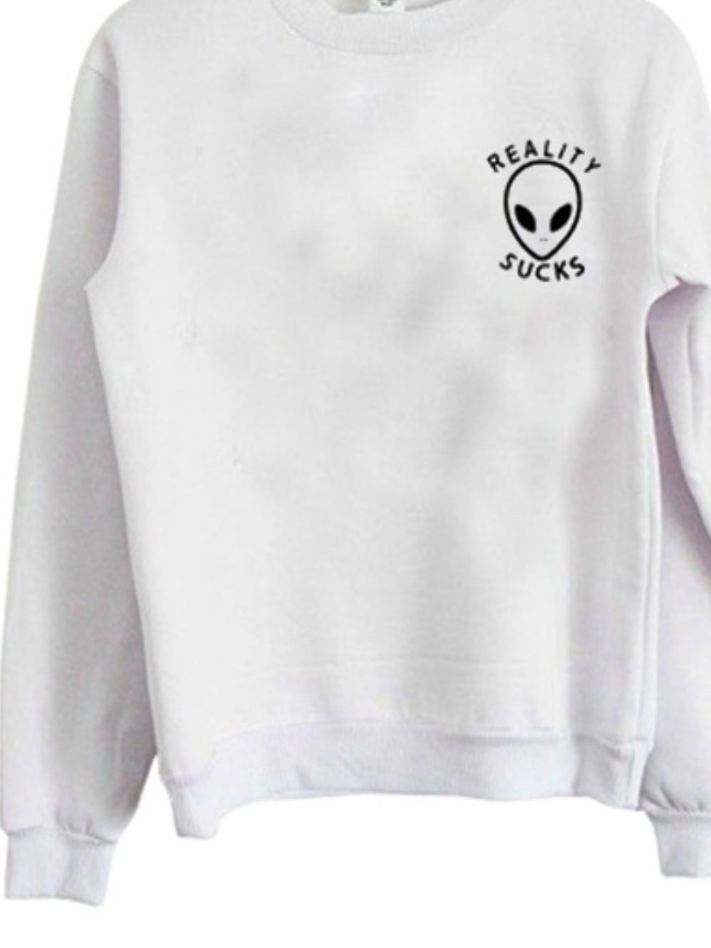 NWT Pull&Bear White Crewneck with Small Black Embroidered Alien (see notes!)